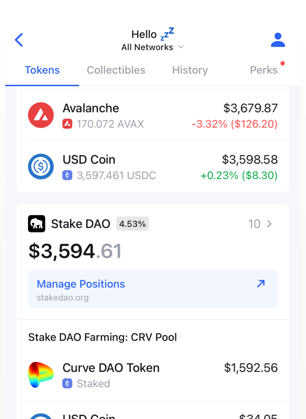 Alphawallet tokens screen